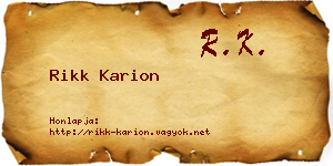 Rikk Karion névjegykártya